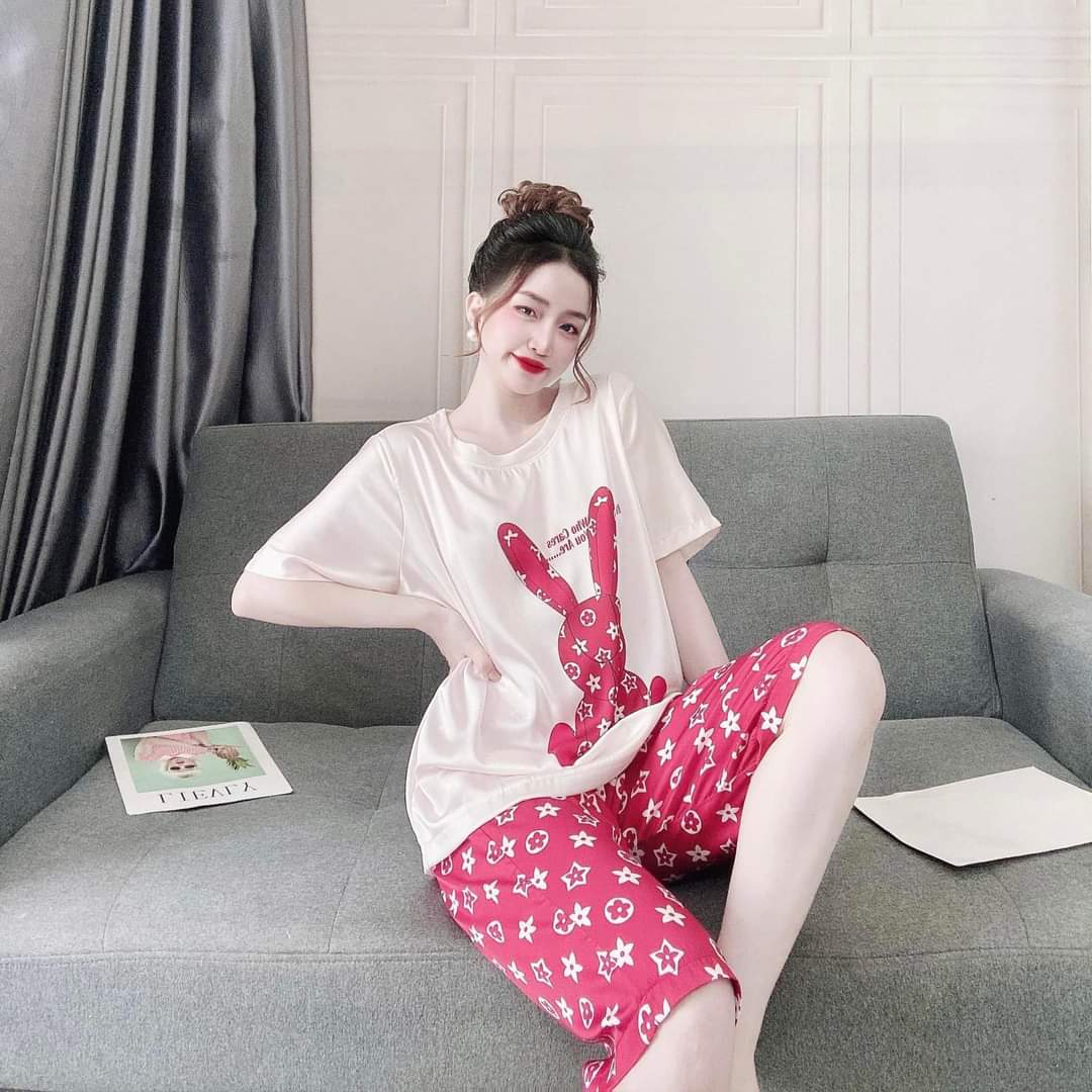 Set đồ nữ quần lửng thun cotton mặc nhà dể thương