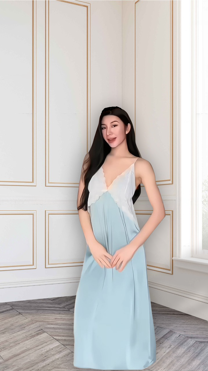Váy ngủ sexy quyến rũ, váy ngủ 2 dây lụa phối ren ngực mặc ở nhà cho nữ, váy ngủ nữ 2 dây dáng dài Dreamy VD10