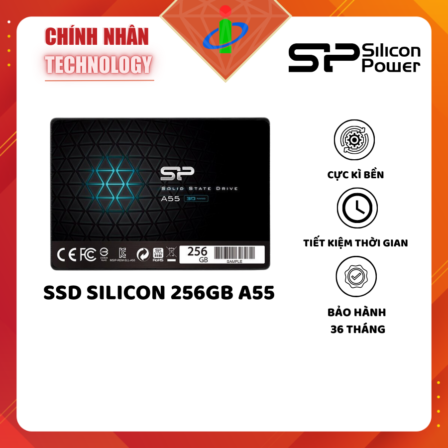 Ổ cứng ssd silicon 256gb/512gb/1tb a55 sata - bảo hành 36 tháng - chinh nhan technology