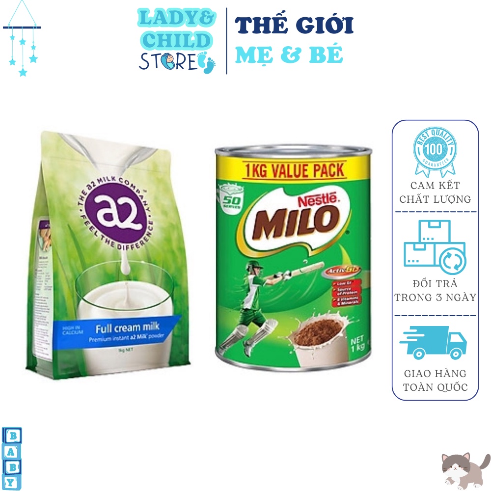 Combo Sữa A2 và Milo Úc SIÊU ƯU ĐÃI Combo Sữa A2 Úc Nguyên Kem và MILO