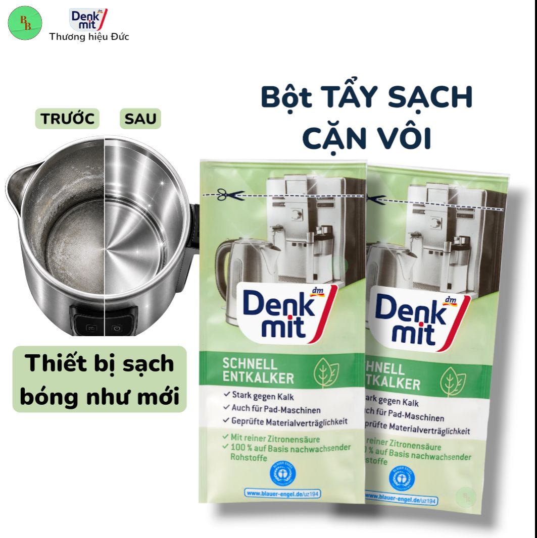 BỘT TẨY CẶN CHO ẤM SIÊU TỐC MÁY PHA CÀ PHÊ DENKMIT 25g NỘI ĐỊA ĐỨC