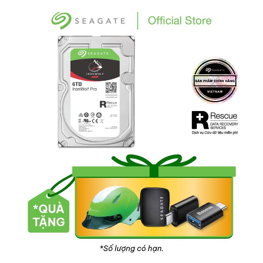 Ổ cứng hdd 3.5" nas seagate ironwolf pro 6tb sata 7200rpm 256mb - st6000ne000 " + gói cứu dữ liệu "