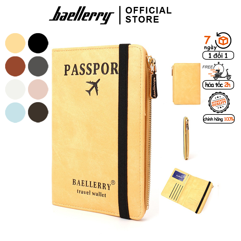 Ví Đựng Hộ Chiếu, Passport Hiệu Baeellerry Với Ngăn Kéo Khóa Zip đựng giấy tờ, tiền mặt - K2392