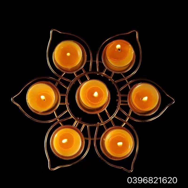 Đế nến hoa sen 7 ngọn hợp kim thấp