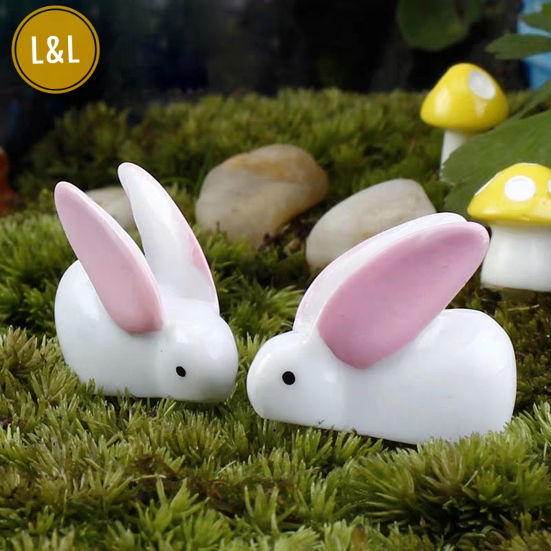 Tiểu cảnh trang trí  - Chú thỏ trắng làm phụ kiện sen đá, xương rồng, terrarium, charm slime