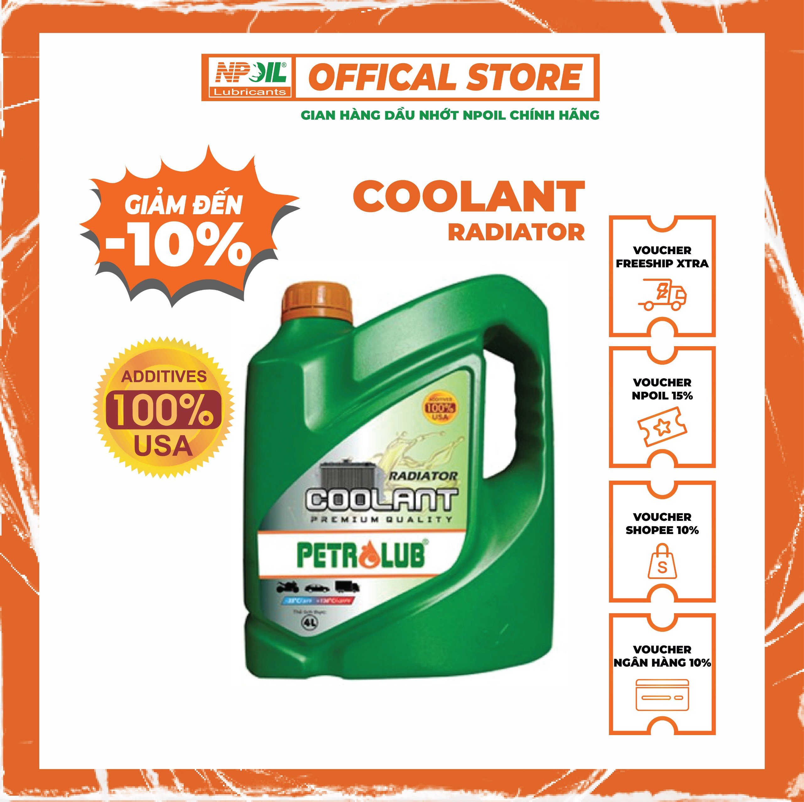 Petrolub - nước làm mát động cơ pt coolant màu hồng - can 4l