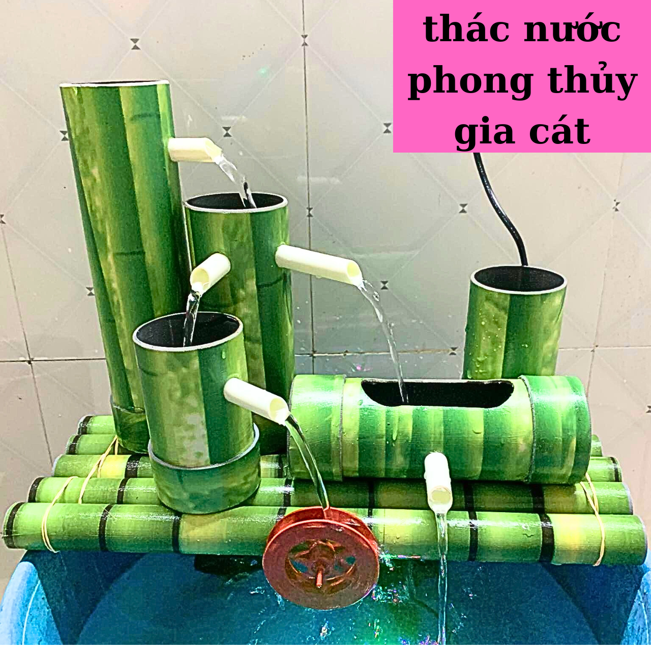 Thác nước phong thủy mini đẹp-trang trí bể cá sân vườn-nhựa pc