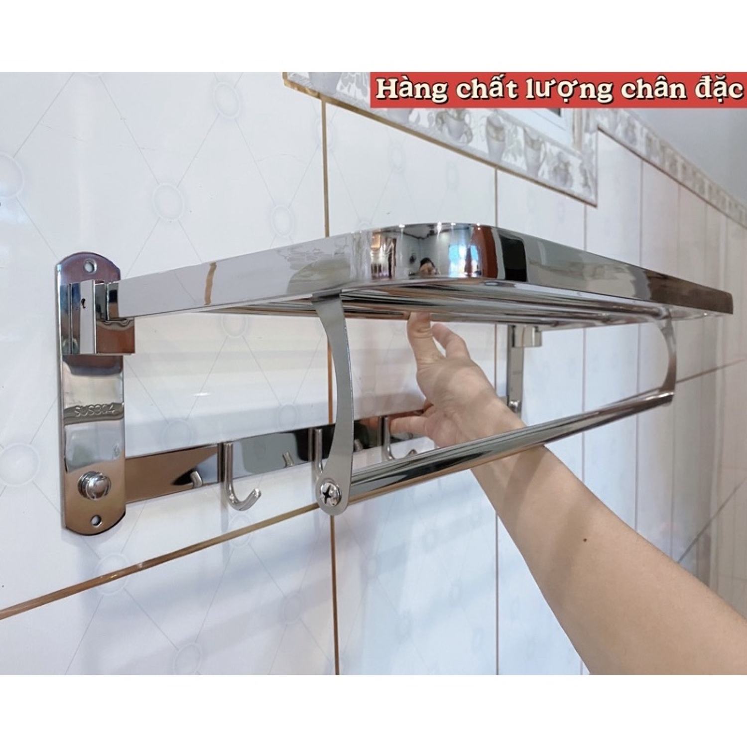 Vắt khăn giàn kệ gấp khăn treo khăn đa năng cao cấp gấp gọn inox 304
