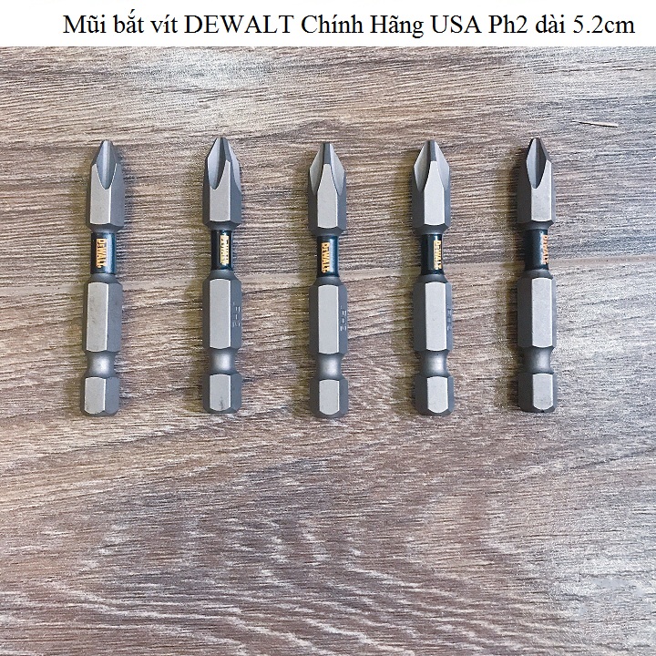 Mũi vít Dewalt Ph2 chính hãng , bằng thép 52mm , chuôi lục giác 6,35mm