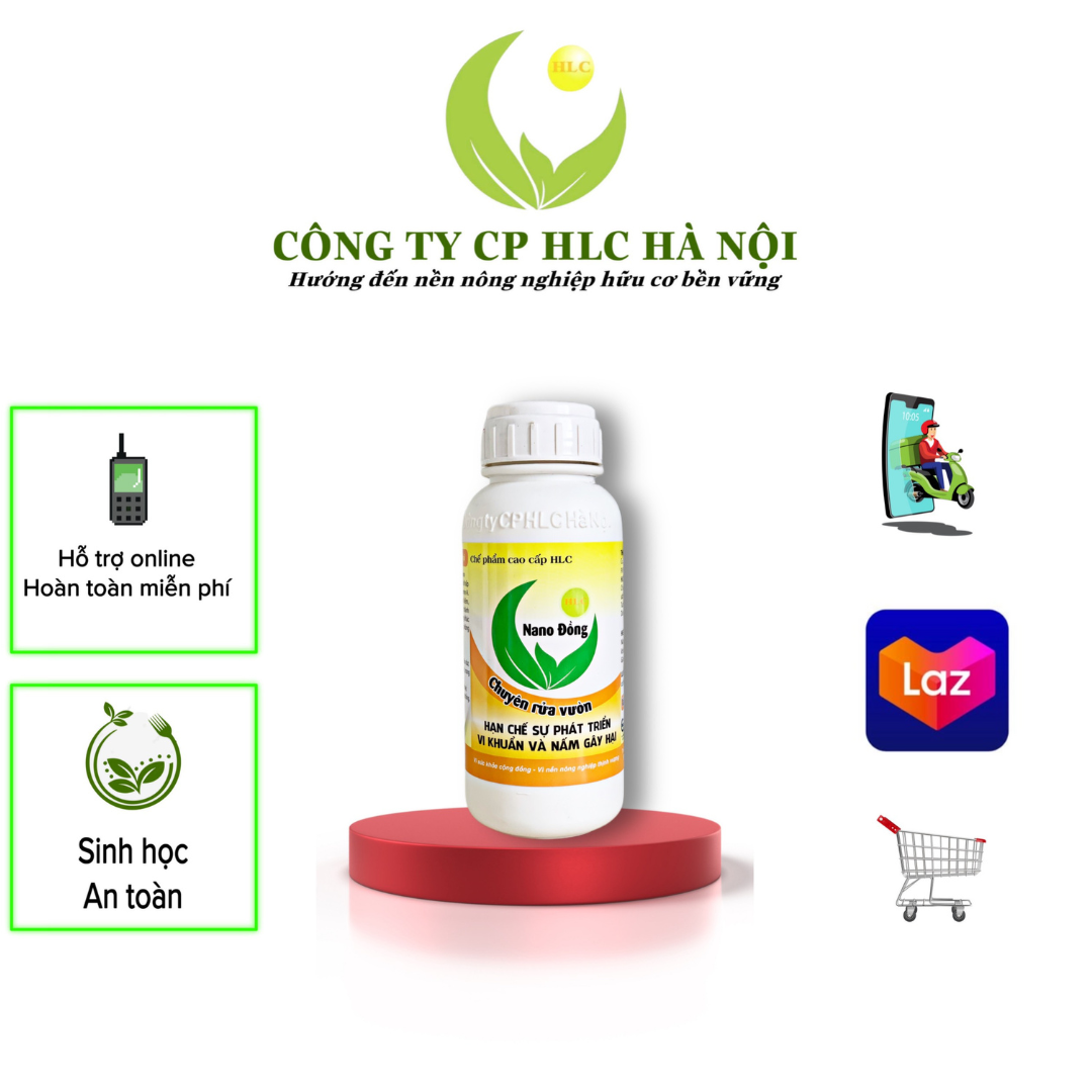 Nano đồng rửa vườn hlc 500ml - xử lý đất trồng, xử lý giá thể trồng cây, tẩy rửa rong rêu, nấm, vi khuẩn sau thu