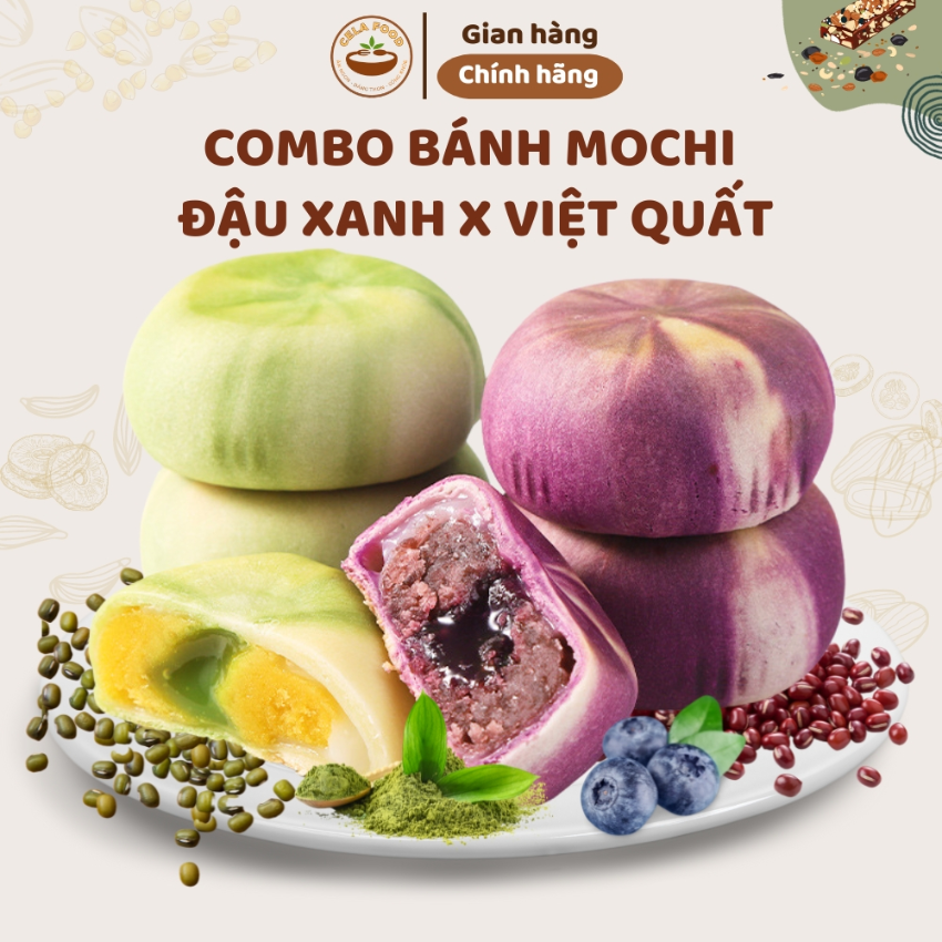 [Combo Siêu Ngon] Bánh Mochi Mix Vị Bánh Mochi Đậu Đỏ Việt Quất Bánh Mochi Đậu Xanh Matcha Thơm Ngon Mềm Dẻo Healthy