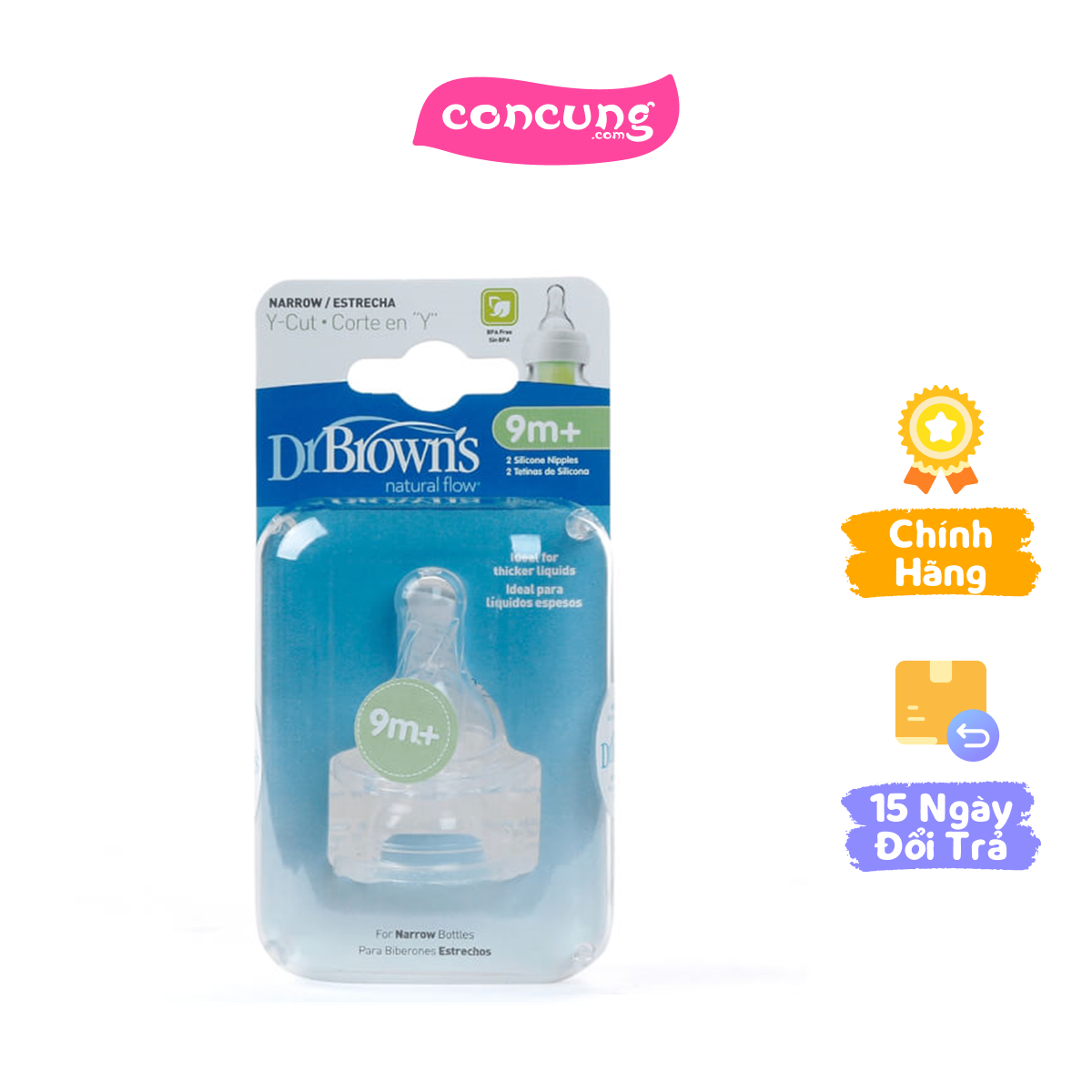 Núm ty thay thế Silicon Dr.Brown's Cổ hẹp