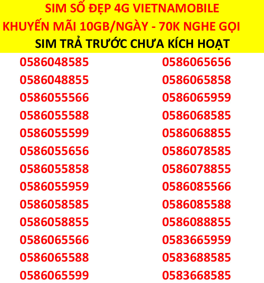FREESHIP - CHƯA KÍCH HOẠT. Sim 4G Số Đẹp Giá Rẻ - Sóng Mạnh Tốc Độ Cao - Nghe Gọi Miễn Phí - 300gb/tháng - 70k Gọi Ngoại Mạng
