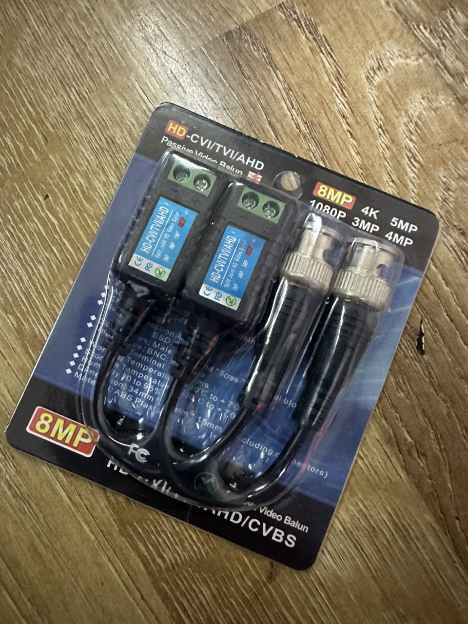 Video balun 8mp camera hd-tvi, hd-cvi & ahd
