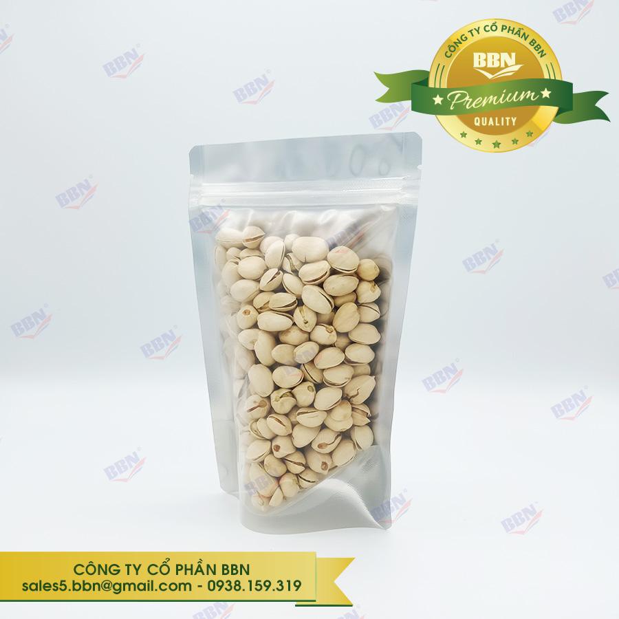 Túi nhôm đáy đứng zipper 1 mặt trong 1 mặt bạc 22x32cm