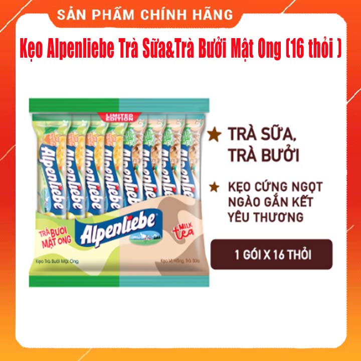 Kẹo Alpenliebe Vị Trà bưởi mật ong và Hồng Trà Sữa ( Gói 16 thỏi)