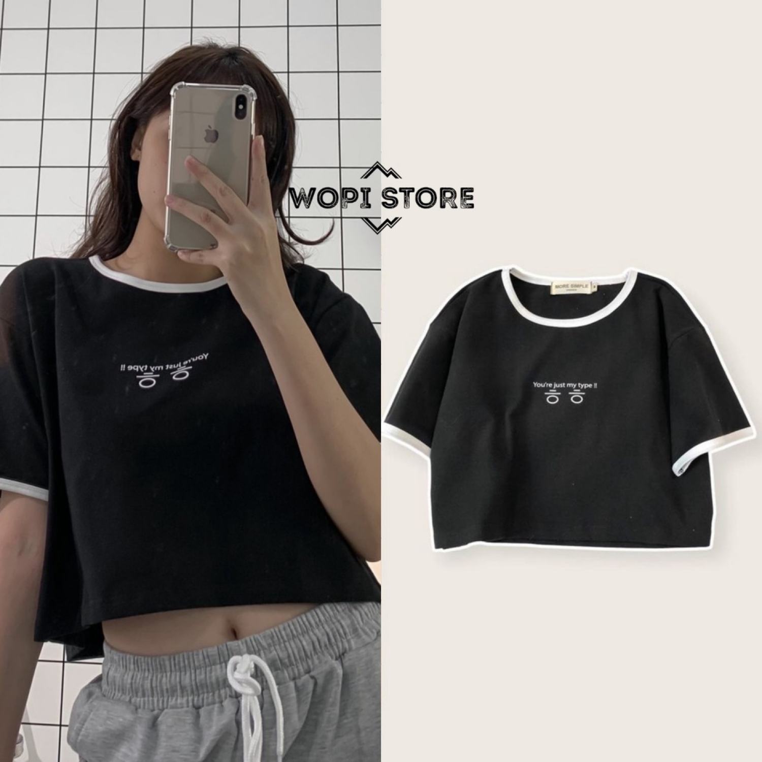 Áo Croptop Nữ Thêu CHỮ HÀN Tay Ngắn Form Rộng Phong Cách Ulzzang (Ảnh Thật)