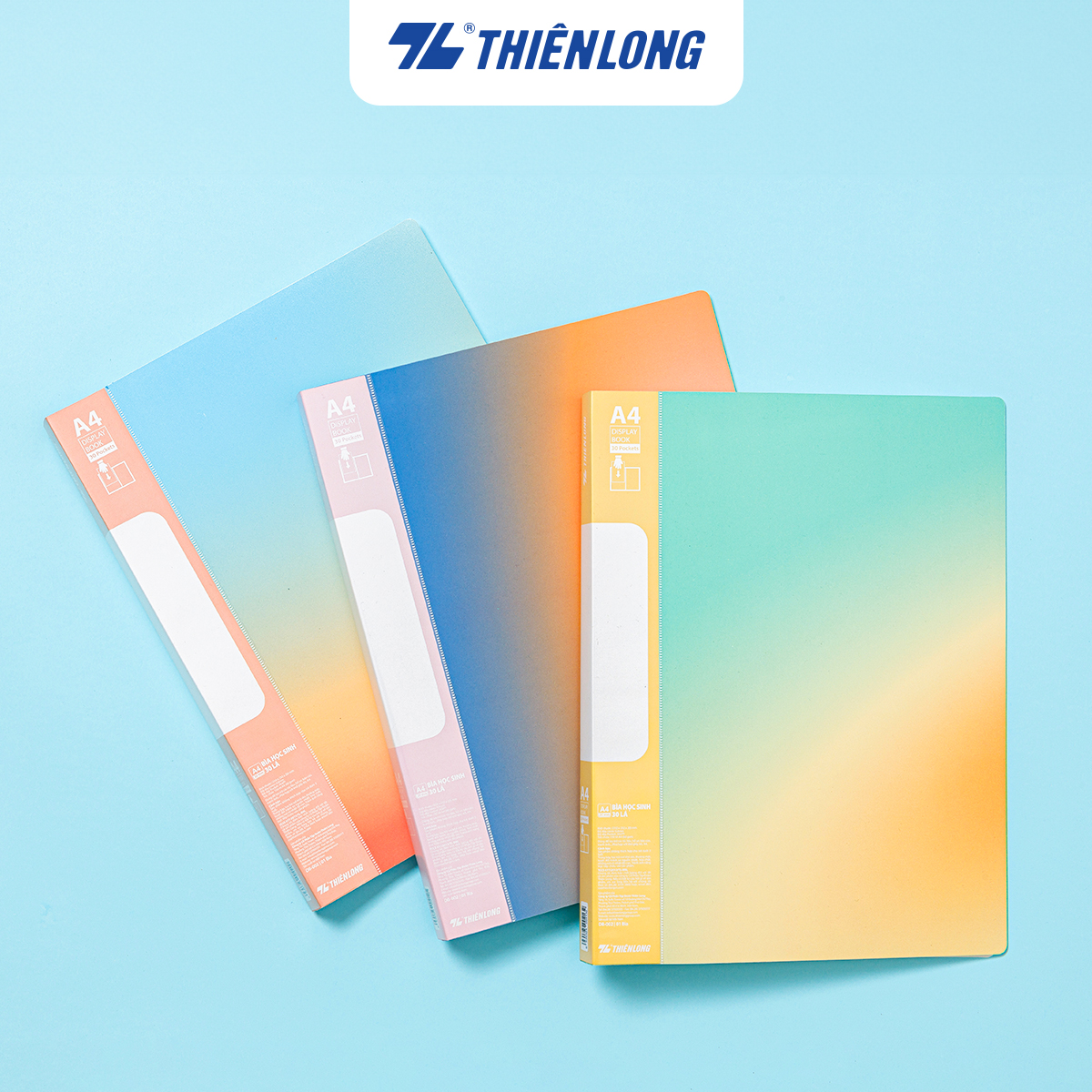 Bìa 30 lá a4 thiên long db-002 - sức chứa 150 tờ a4, màu pastel gradient, lưu trữ đề cương học tập, tài liệu văn phòng