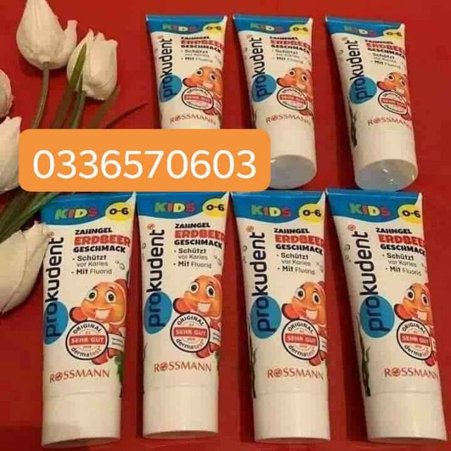Kem đánh răng trẻ em perlodent trước đây chuyển thành prokundent hương dâu tuýp 75g .