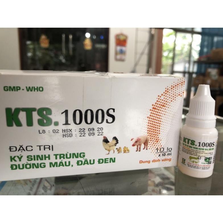 KTS.1000S -Lọ nhỏ miệng 10ml- Ký sinh trùng máu-Cầu trùng máu tươi- Đầu đen Mèo- Chó -Gà- Chim-Lợn 🐕 🐈 🐔 🐦 🐷