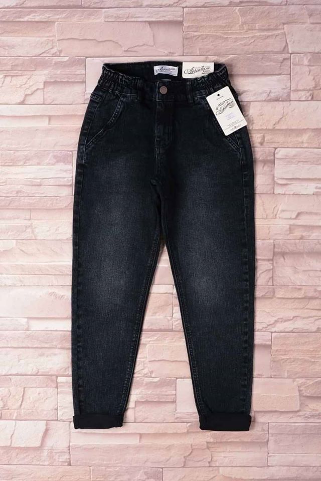 QUẦN JEAN BIG SIZE LƯNG BÁN THUN BAGGY BIG SIZE  - QJBGLT001 -  MÀU ĐEN