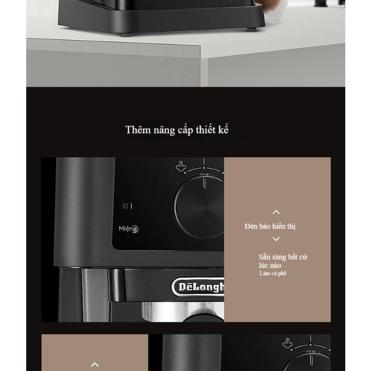 Máy pha cà phê Delonghi Espresso tự động EC235.BK 1100W pha cappucino latte 12bar dùng cho gia đình và văn phòng,Bảo hành 18T,Máy pha cà phê De’Longhi máy pha cafe kèm máy tạo bọt công suất lớn, máy pha cafe kiểu dáng sang trọng dễ dùng