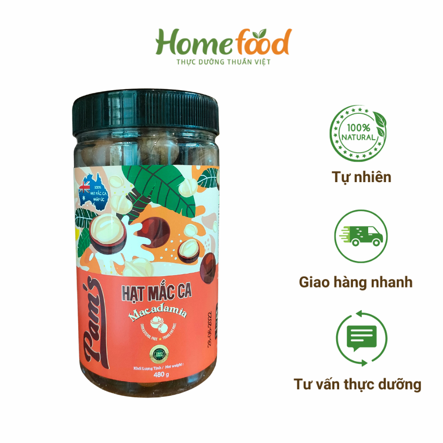 Hạt macca Úc hộp 480gr/ Hạt macca sạch