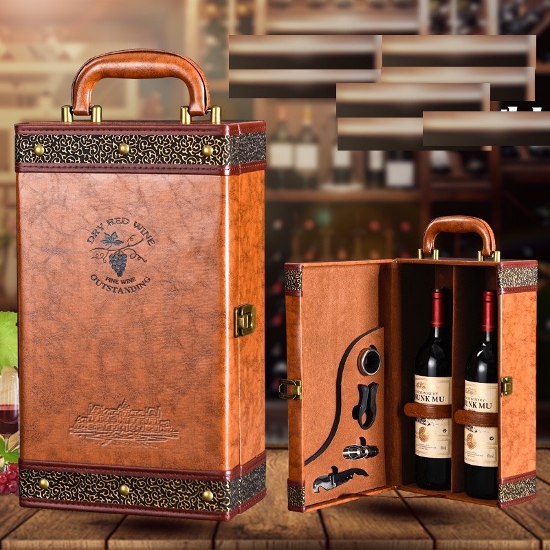 Hộp đựng vang - hộp da đựng chai vang kèm phụ kiện