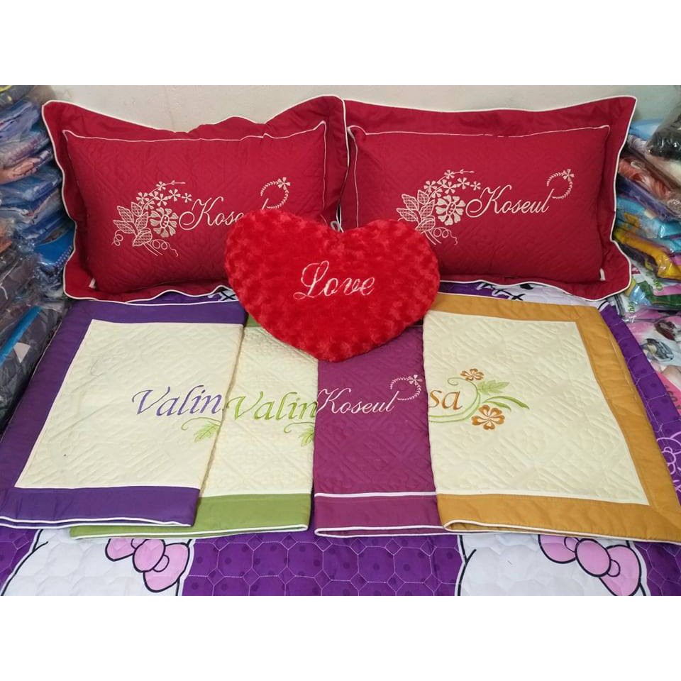 Combo 2 vỏ gối nằm cotton satin chần , Bộ 2 áo gối nằm thêu vi tính có lớp lót cao cấp KT 45x65cm - Dìu Giấc Yêu Thương