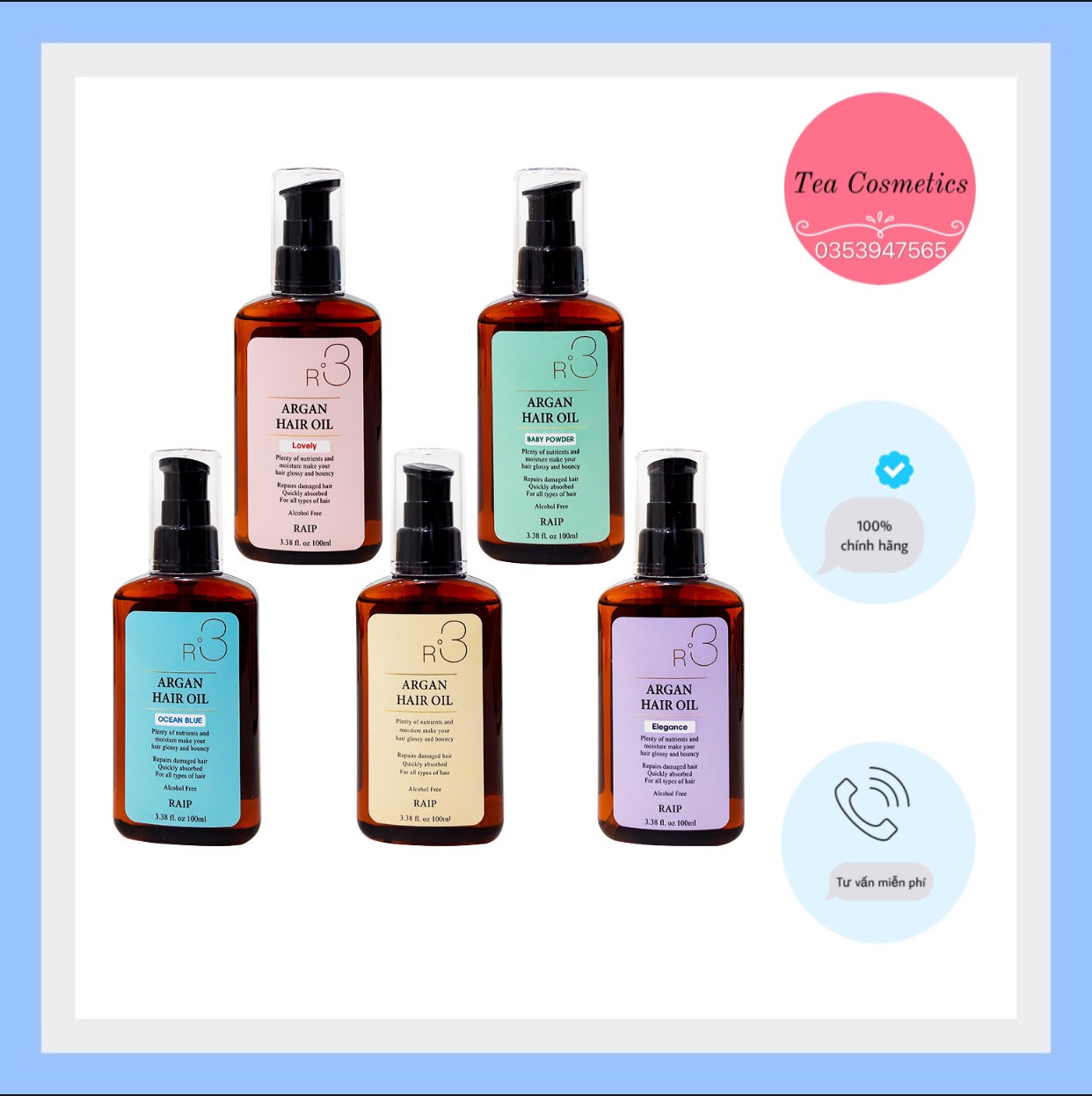Dầu dưỡng tóc argan raip r3 argan hair oil 100ml