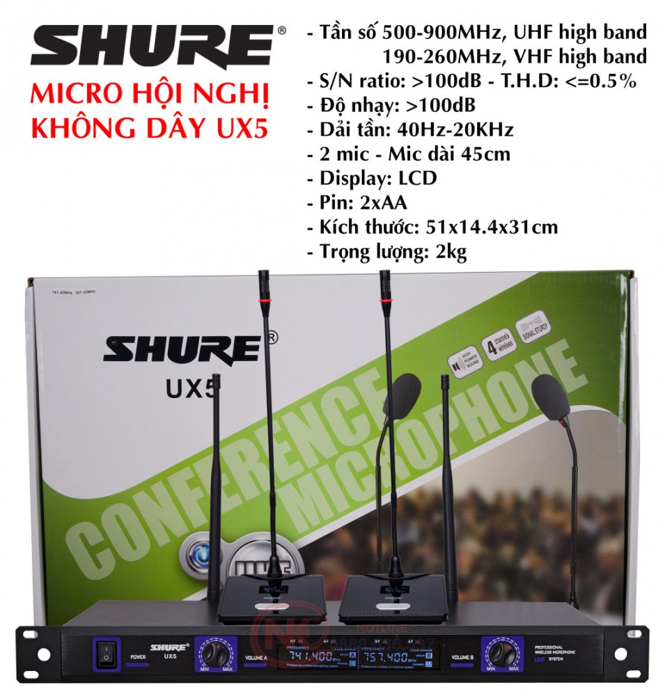 Micro hội nghị không dây chuyên nghiệp Shure UX5