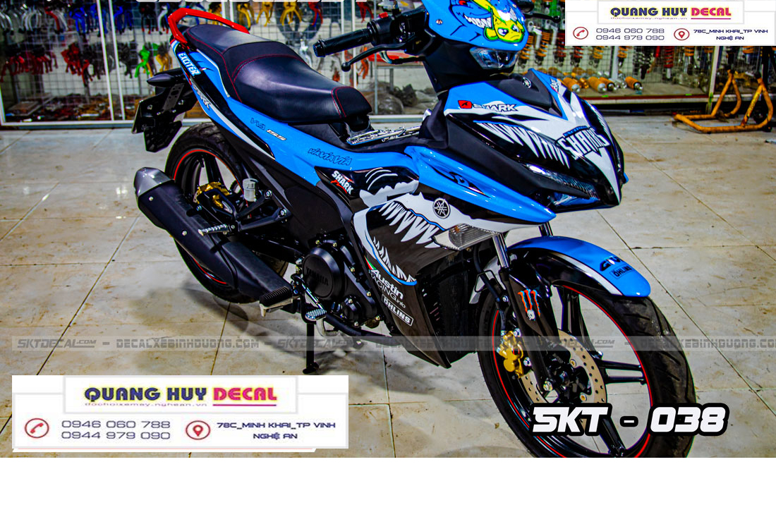 Tem ex 155 xanh đen cá mập, tem trùm xe exciter 155, team trùm exciter 155, tem xe exciter 155, team trùm ex 155, team xe exciter 155 giá rẻ đẹp