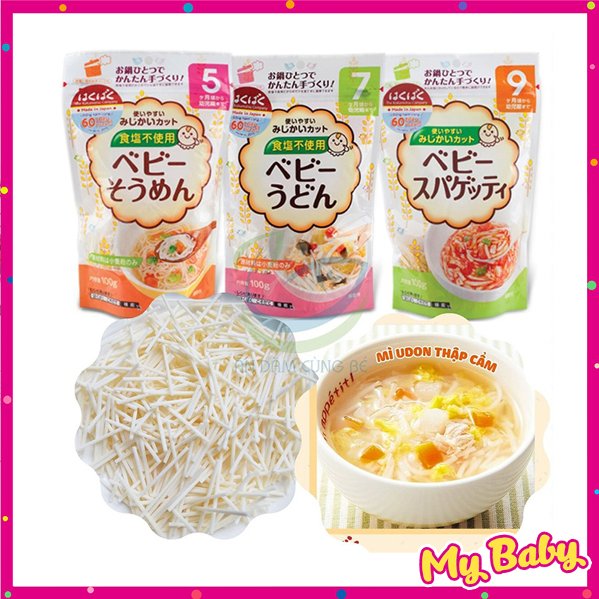 [Mỳ Ăn Dặm]Mỳ Somen tách muối Hakubaku Nhật cho bé ăn dặm 5M 7M 9M Mybaby18 AD30, Date 2023, mỳ Nhật Bản