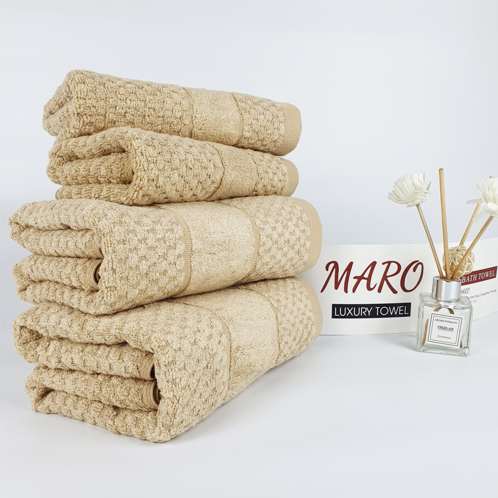[COMBO] Khăn Cao Cấp Sợi Tre, Màu Nâu Kẻ Ô, mịn màng, thấm hút tốt, không phai màu, Khăn Tắm 60x120cm, Khăn Gội Đầu 35x75cm