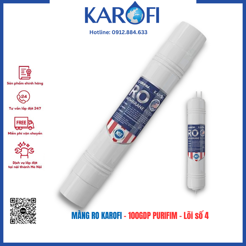 Lõi lọc nước số 4 màng lọc ro karofi memberane purifim usa 100 gdp