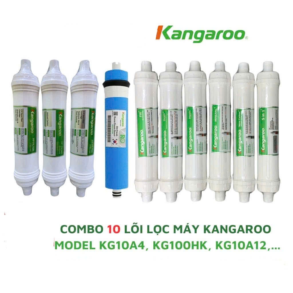 Bộ 10 Lõi Lọc Đúc Kangaroo - Chính hãng - Dùng cho máy : KG100HK , KG10A4 , KG10A5