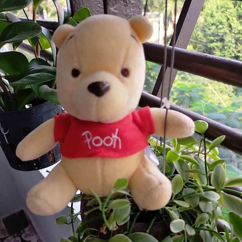 Gấu pooh size nhỏ 10cm, mũi nhựa, tem disney sega nhật