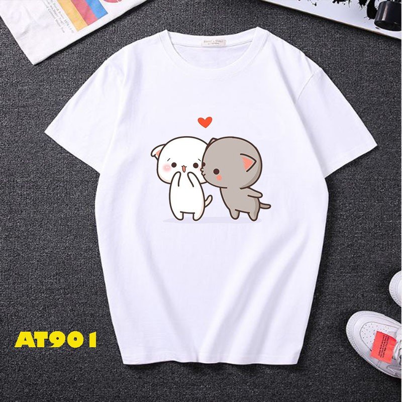 [HCM]Áo thun nam Hàn Quốc form rộng in hình mèo ngộ ngĩnh vải dày mịn