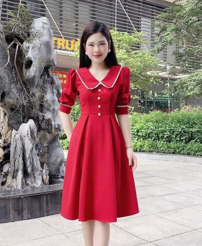 Đầm Nữ Dự Tiệc Tiểu Thư Sang Trọng Tinh Tế Chất Liệu Umi Sịn Sò HARI