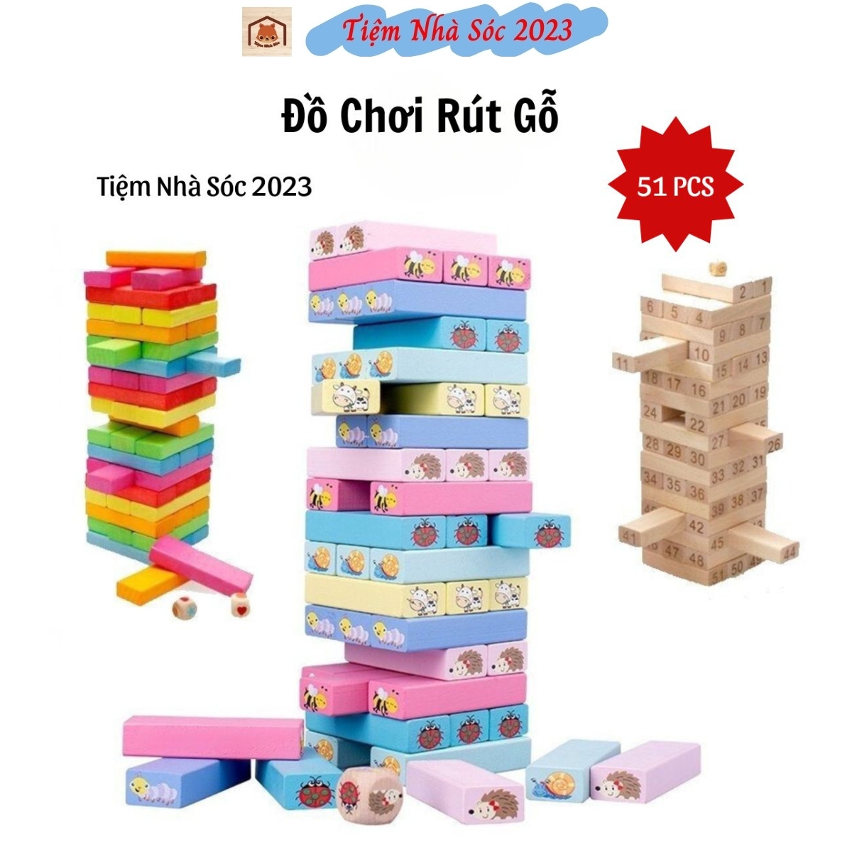 Đồ Chơi Rút Gỗ 48-51 thanh Side Lớn Chất Liệu Gỗ Cao Cấp Đã Được Gia Công Tỉ Mỉ Giúp Tăng Khả Năng Sáng Tạo Và Tư Duy Cho Trẻ - Tiệm Nhà Sóc 2023