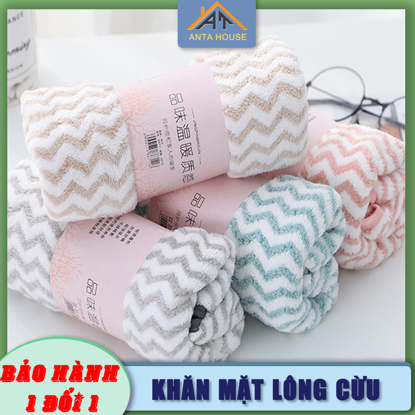 Khăn mặt lông cừu hàn quốc siêu mềm siêu mịn antahouse - khăn rửa mặt hàn quốc vân sọc siêu thấm nước