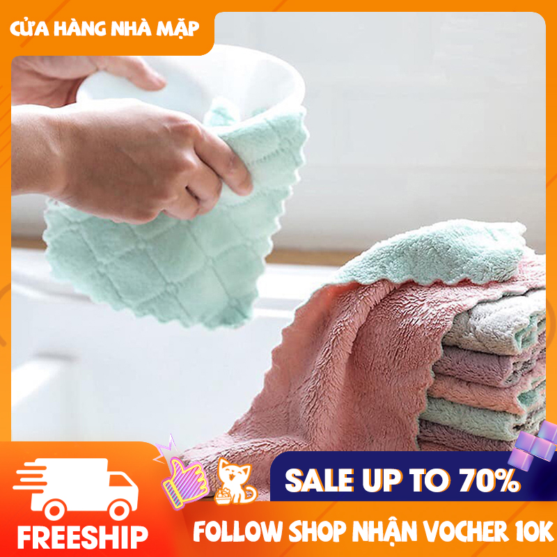 [HCM]Khăn lau 2 mặt siêu thấm- Khăn lau không phai màu không rụng sợi- nhanh khô- Khăn lau bếp khăn lau kính lau bát lau tay
