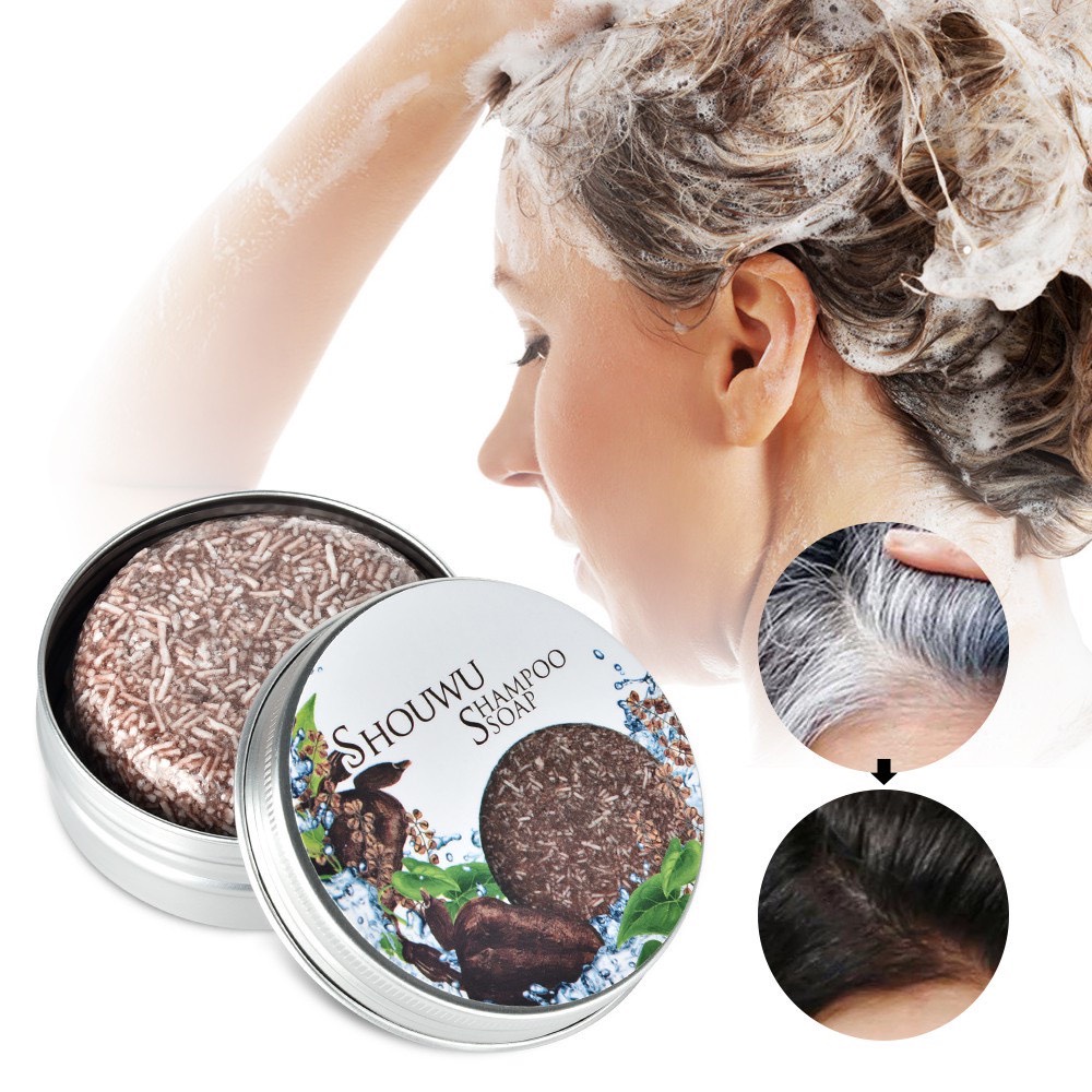 Xà phòng phủ bạc shouwu được chiết xuất từ tinh chất thảo dược thực vật nguyên chất đen tóc tự nhiên cải thiện tóc bạc