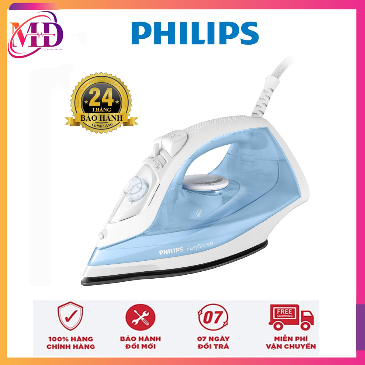 Hàng chính hãng - bàn ủi hơi nước philips gc1740.