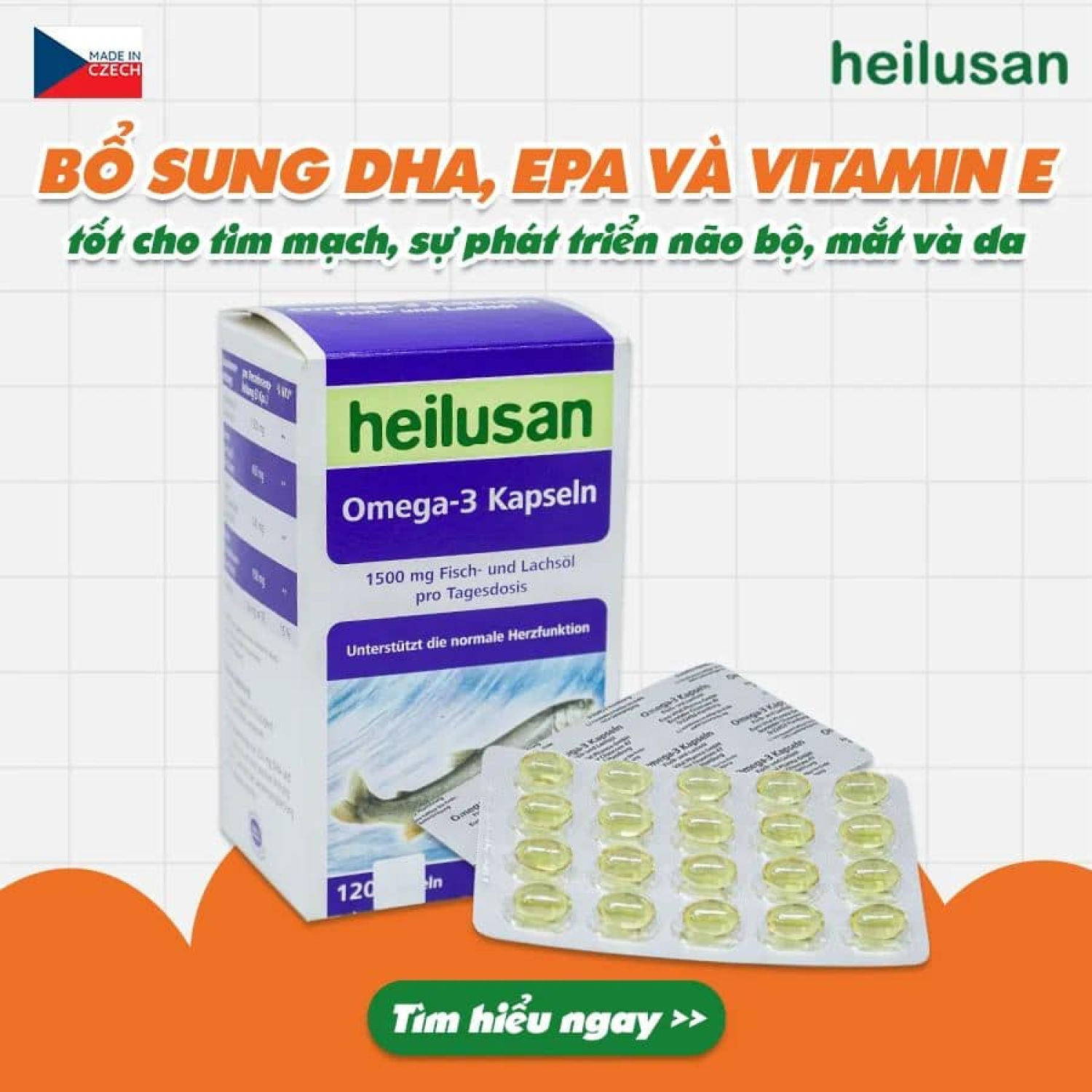 Omega 3 Heilusan- Viên dầu cá bổ sung Omega, DHA