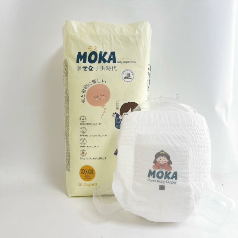 Tã bỉm MOKA XxxxxL 50 miếng chính hãng cho bé trên 30kg siêu thấm hút