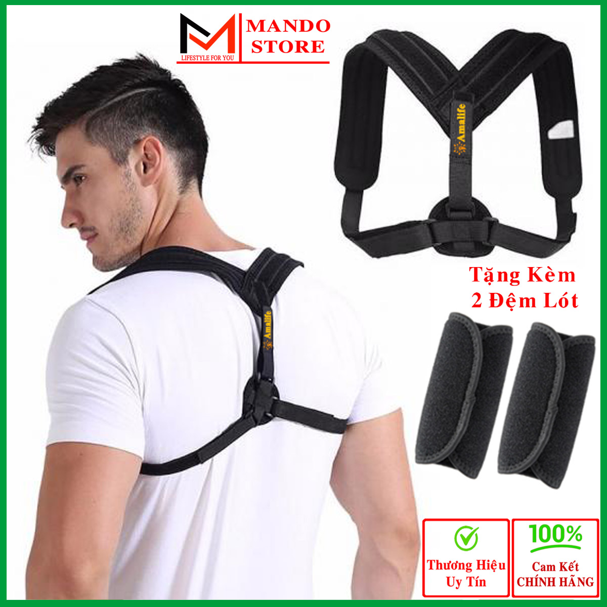 Đai Chống Gù Lưng Chính Hãng Tặng Kèm 2 Miếng Đệm Lót - Đai Chống Gù Lưng Amalife Cao Cấp – Đai Lưng Chống Gù Ama01