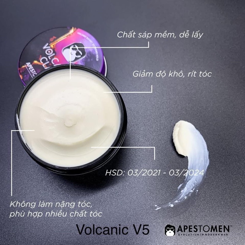 Sáp, wax, vuốt tóc nam không khô tóc volcanic clay, sáp vuốt tóc nam