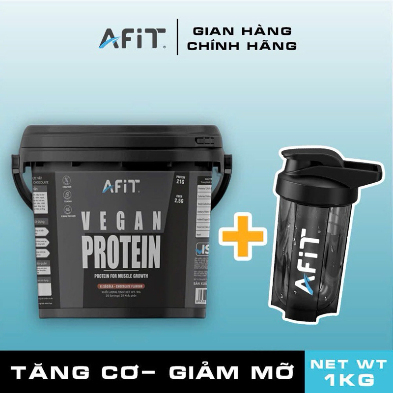 WHEY VEGAN PROTEIN AFIT giúp xây dựng cơ bắp, giảm mỡ cải thiện vóc dáng 1kg (Tặng Bình Lắc)