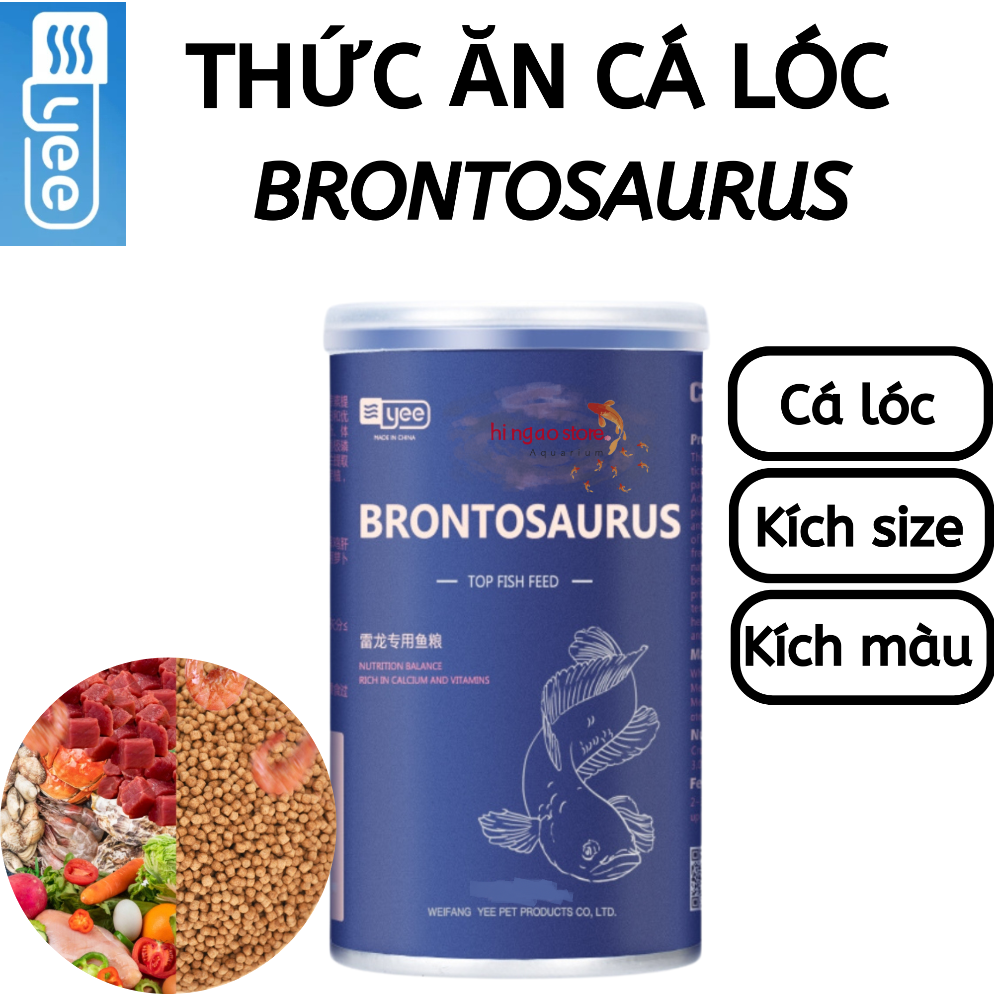 Brontosaurus YEE thức ăn kích size, kích màu cho cá lóc cảnh - Thức ăn cá lóc cảnh | Hingaostore.